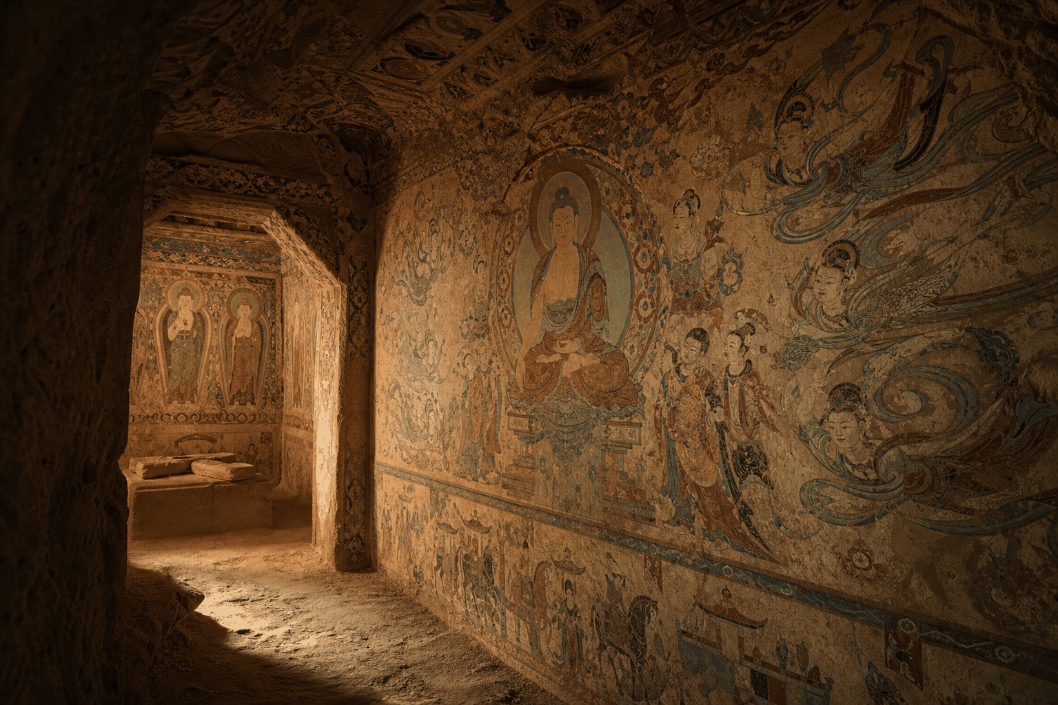 Dunhuang Mogao cave murals for Silk Road China cultural tour