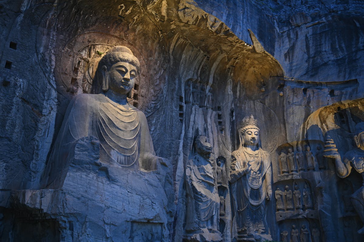 Longmen Grottoes Buddha statues for Buddhist China pilgrimage tour