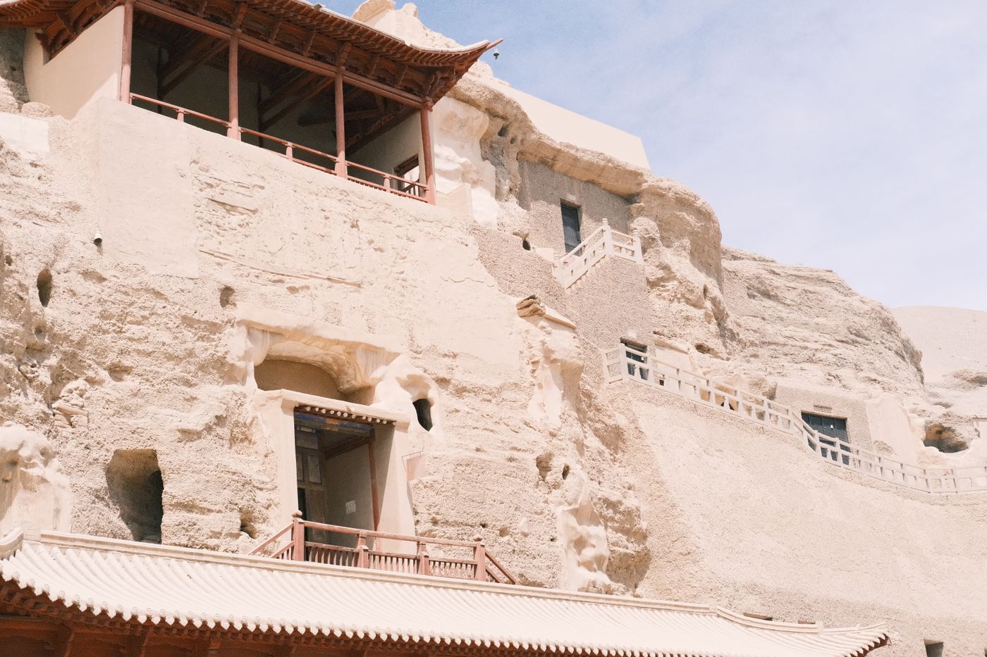 Mogao Caves exterior for a Dunhuang Silk Road China tour