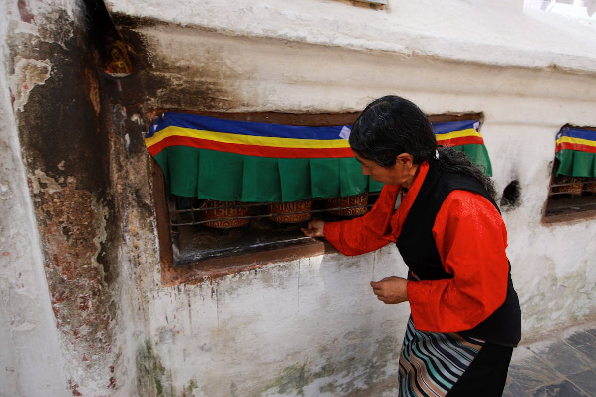 Tibetan prayer wheels for Lhasa devotional circuit and pilgrimage travel