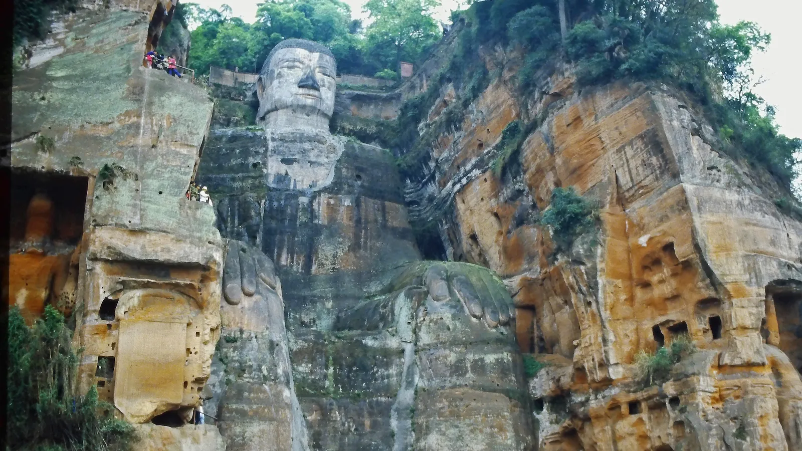 `Leshan Giant Buddha carved into a cliff in Sichuan`
