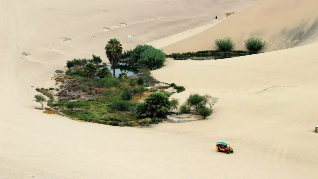 `Desert oasis landscape on a Silk Road journey in China`